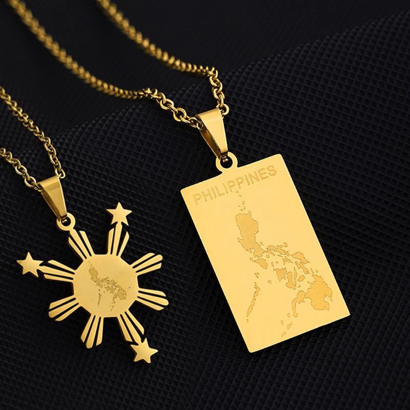 Ethnic Fashion Philippines - Stainless Steel Philippines Map Flag Pendant