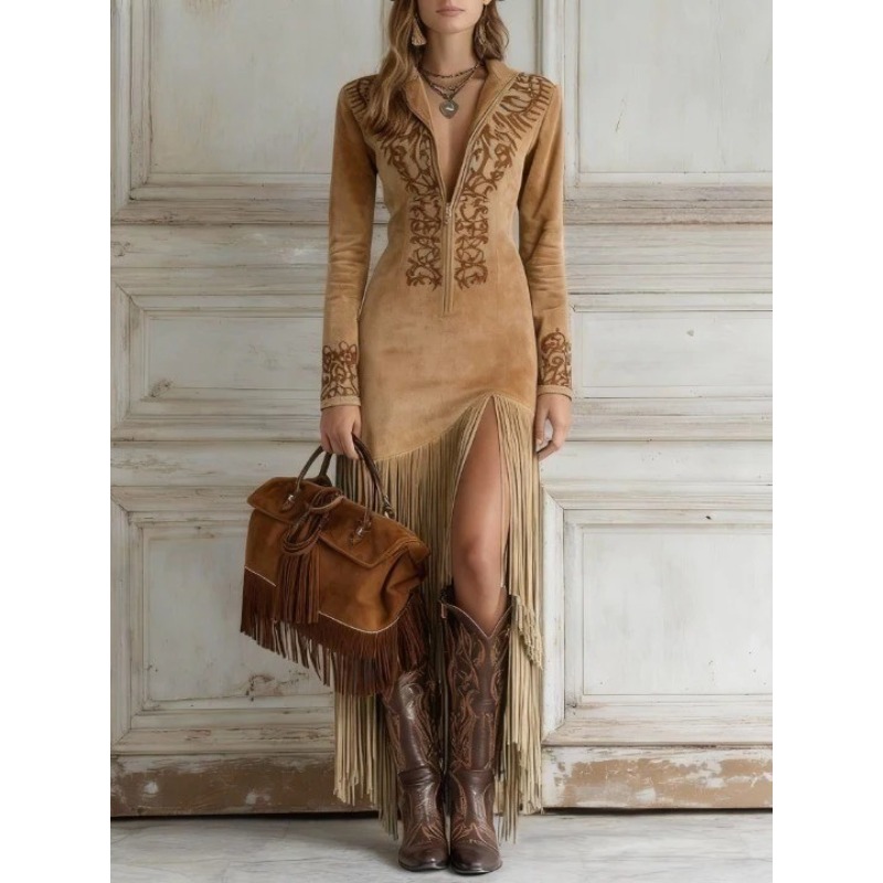 Women's Autumn Dress Retro Eth - Ethnic Chic Fashion review and price