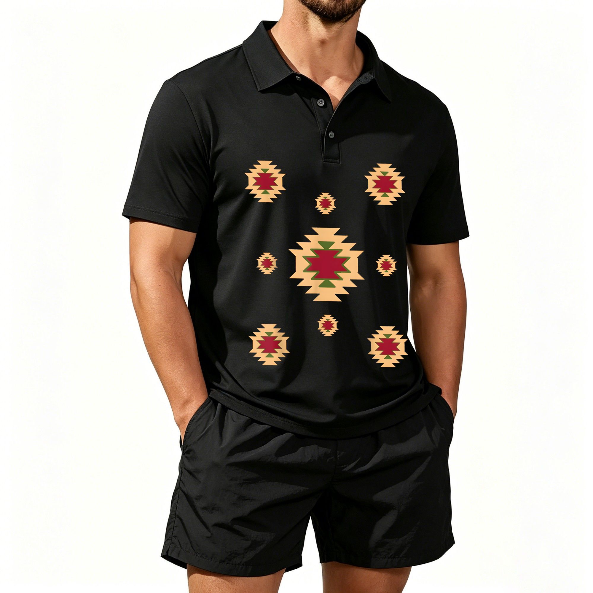 Men's Short-Sleeved Polo Shirt - Ethnic Style review and price