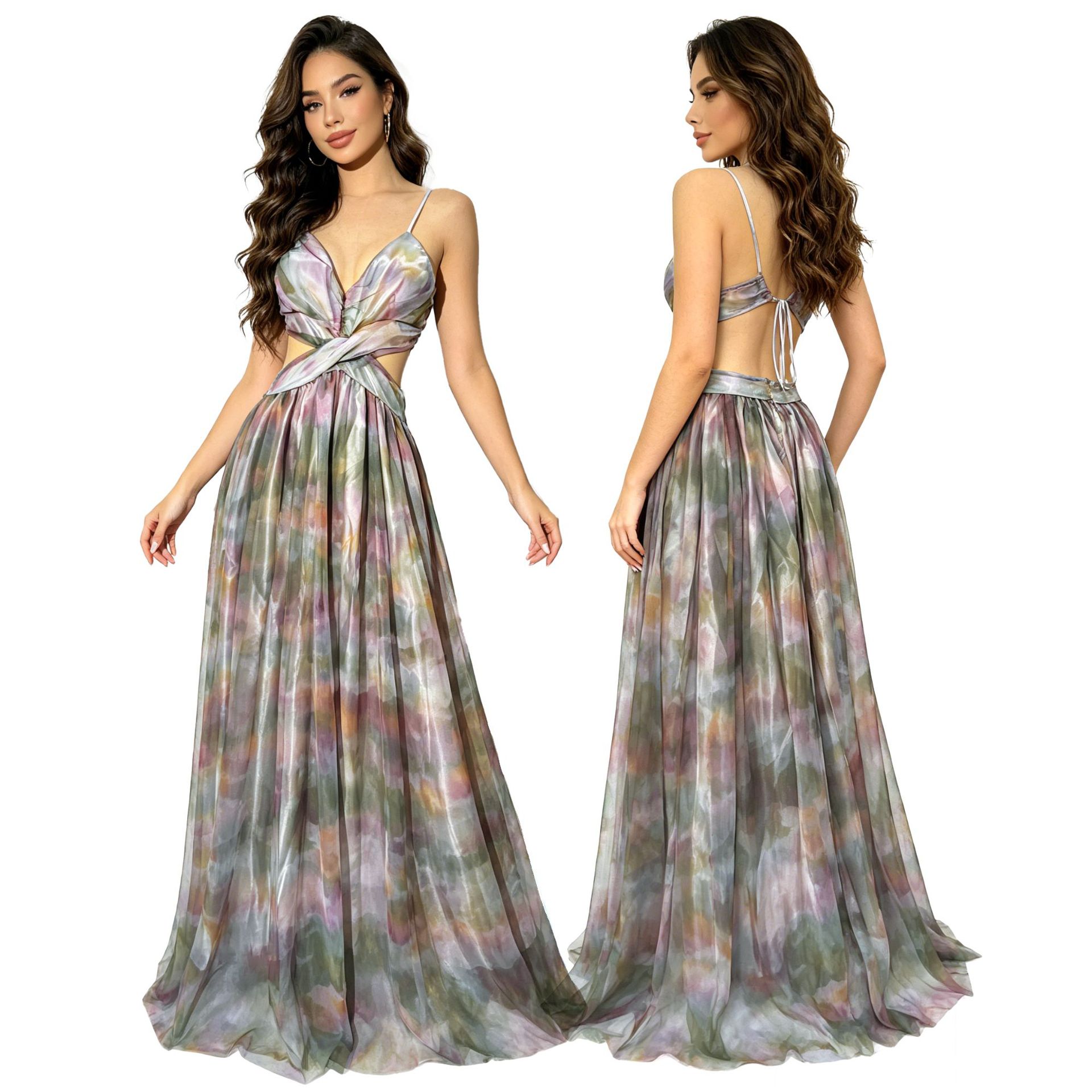 Sexy Tie-Dye Mesh Strapless Dr - Ethnic Style Dresses review and price