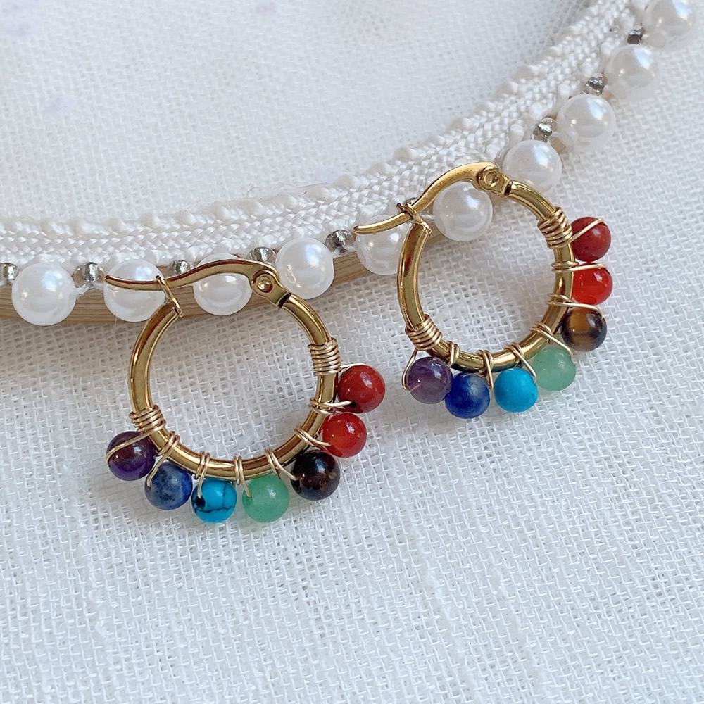 7 Chakras Natural Stone Earrin - Aura Ethnic Fashion review and price